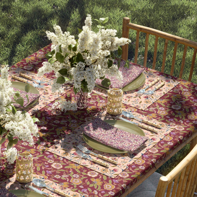 Printed Acryl Coated Cotton MALANA Plum / Green